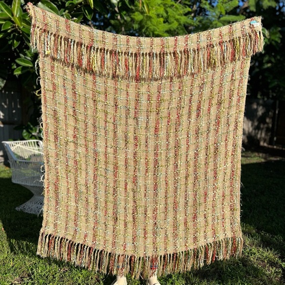 Target @Home Neutral Woven Throw – Boho Farmhouse Fringe Blanket Cottagecore - Picture 1 of 6